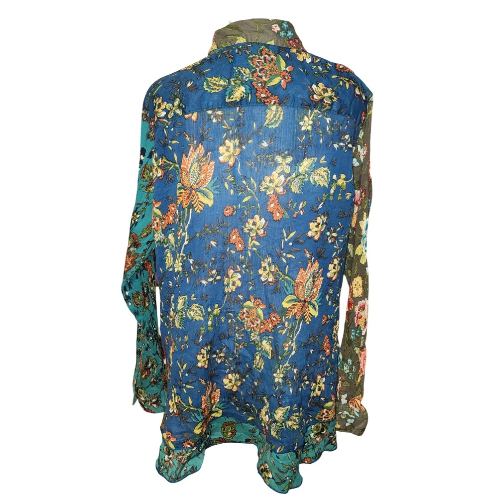 Coldwater Creek Patchwork Floral Print Long Sleeve Button Up Shirt XL - Picture 3 of 7